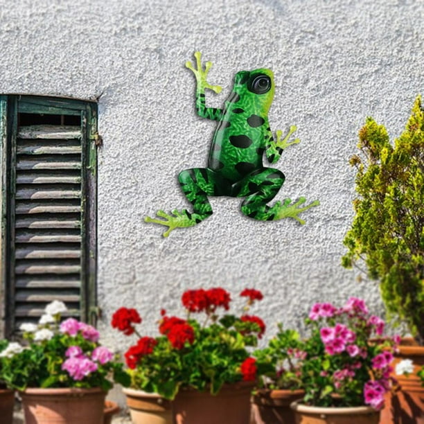 Estatua Colgante Colorida de Rana Fácil de Instalar, Adornos Artísticos de Escultura de Metal Antioxidante, Arte de Pared para de de Pa Verde negro DYNWAVEMX Arte de pared de rana