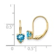 thumbnail image 2 of 14k Yellow Gold Polished Leverback 5mm Love Heart Blue Topaz Earrings 17x5mm Wide Stud Earring for Women, 2 of 2