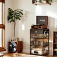 thumbnail image 4 of 4-Tier AV Media Stand with Drawer, Video Game Console Shelf with 2 Hooks, Audio Rack Tower Perfect for/Xbox/ PS5/Switch/Game Consoles/DVD/Record Player/Projector/Sky Box/TV Accessories, 4 of 9