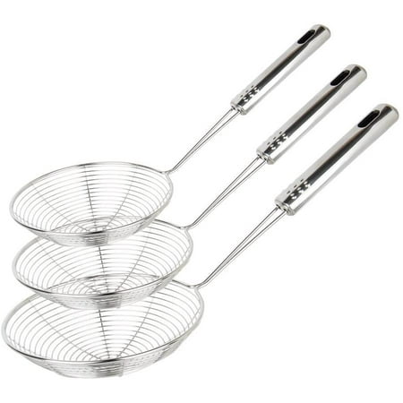 

Spider Strainer Skimmer Set of 3 Asian Strainer Ladle Stainless Steel Wire Skimmer Spoon with Handle for Kitchen Frying Food Pasta Spaghetti Noodle