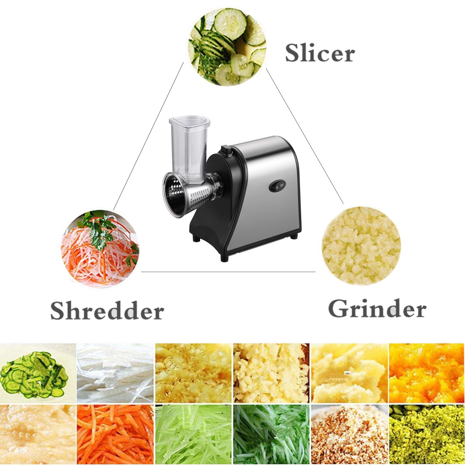 Homdox Electric Cheese Grater, Electric Slicer Shredder, 250W Salad Maker  Electric Grater/Shooter with 5 Free Attachments