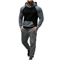 thumbnail image 2 of Gamivast Men's Color Block Hoodie Set Contrast Raglan Sweatshirt and Zipper Pocket Pants Casual Athletic Tracksuit for Gym Workout Running Sporty Suit, 2 of 7