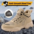 thumbnail image 2 of LAoutun Work Boots for Men Lightweight Steel Toe Shoes Comfortable Construction Work Shoes Beige, 2 of 6