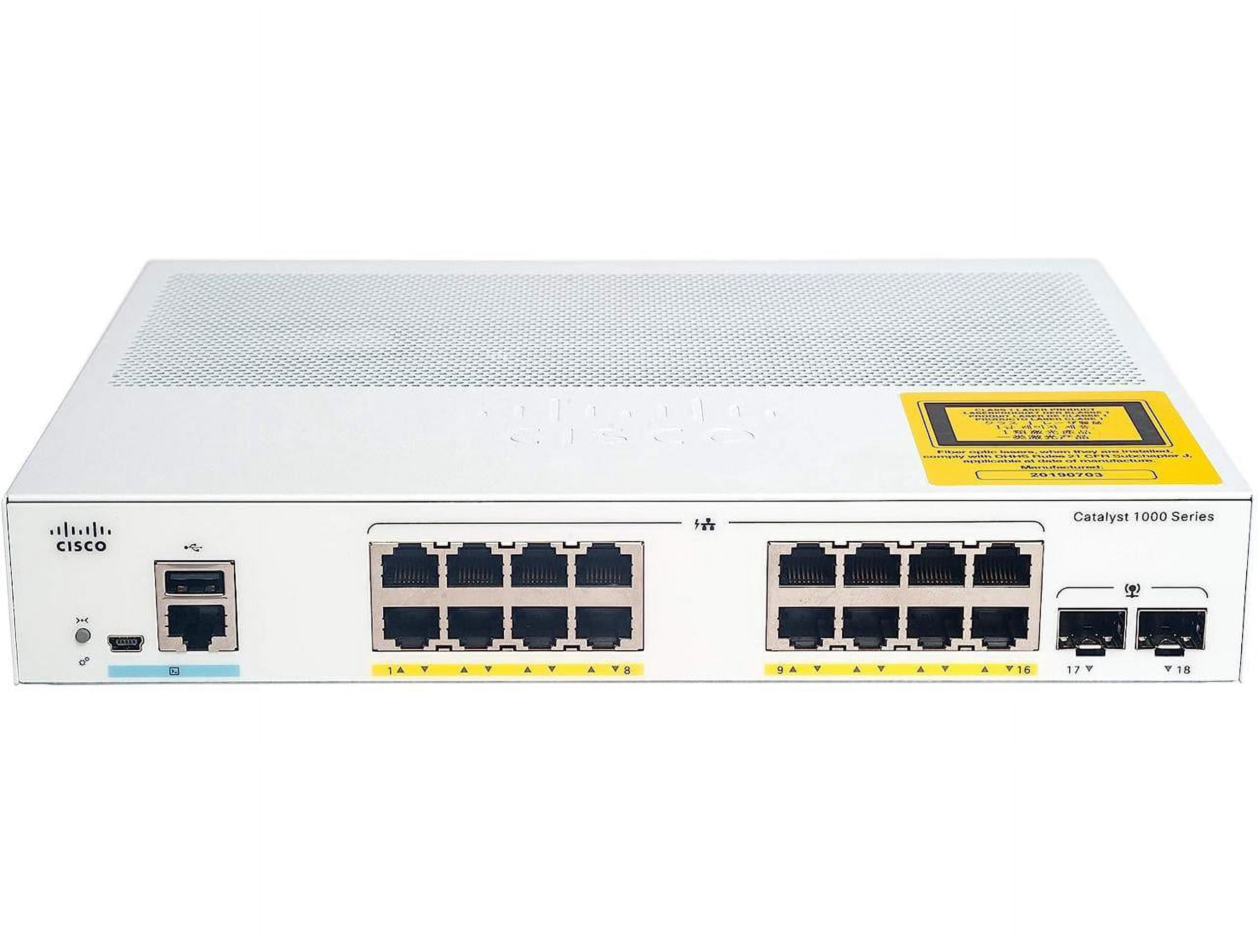 Cisco Catalyst C1000-16P Ethernet Switch, 16 Ports - Manageable - 2 Layer Supported