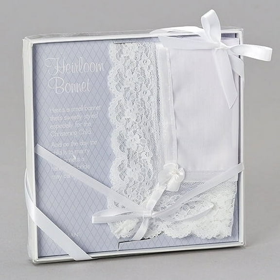 White Deluxe Cotton Christening Bonnet Becomes Wedding Hankie QGL791