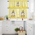 thumbnail image 3 of Honey Gnome Kitchen Curtains Valances and Tiers Set of 3 Watercolor Honey Bees Floral Yellow Plaid Tier Curtains and Valance with Rod Pocket for Small Windows, 27.5"x24", 3 of 9