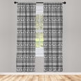 thumbnail image 3 of Ambesonne Geometric Curtains, Aztec Inspired Shapes, Pair of 28"x95", Charcoal Grey White, 3 of 5