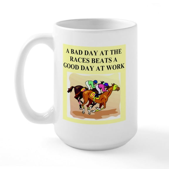 CafePress - Horse Racing Gifts T Shirts Large Mug - 15 oz Ceramic Large White Novelty Mug