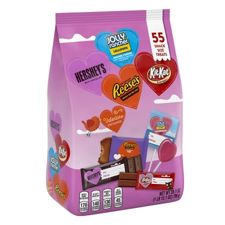 Hershey, Valentine's Exchange Chocolate and Sweets Assortment Snack Size Candy, Valentine's Day, 28.1 Oz., Variety Bag, 55 Pieces