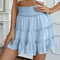 thumbnail image 2 of YDFCWXW Women Chiffon Skirts High Waist Ruffle Mini Skirts Tennis Golf Skirt Boho Summer Tiered Skirts with Built-in Shorts Light Blue, XXL, 2 of 6
