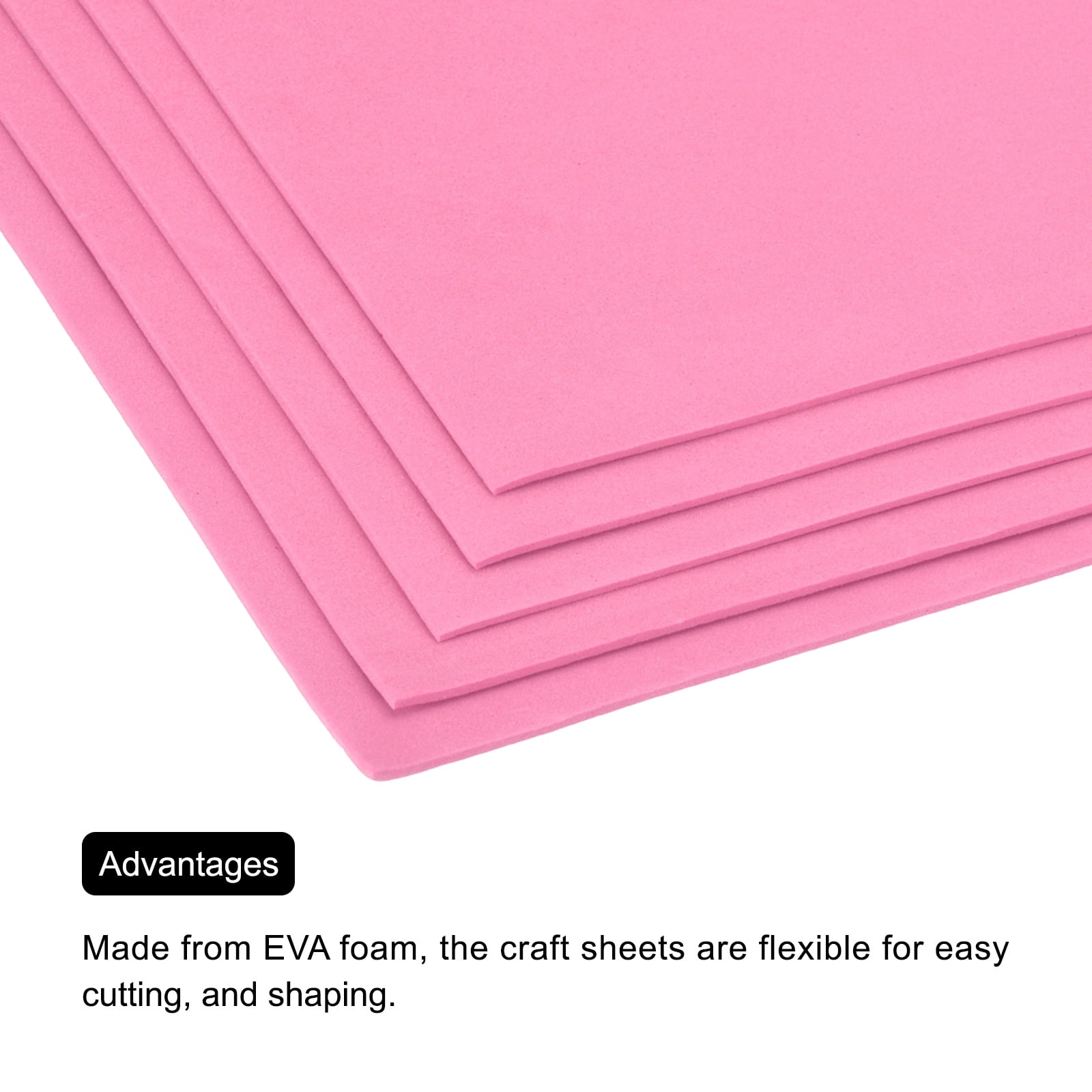 Uxcell EVA Foam Sheets Pink 35.4 Inch x 19.7 Inch 2mm Thick Crafts Foam Sheets for Costumes, Arts and Crafts Projects Pack of 5