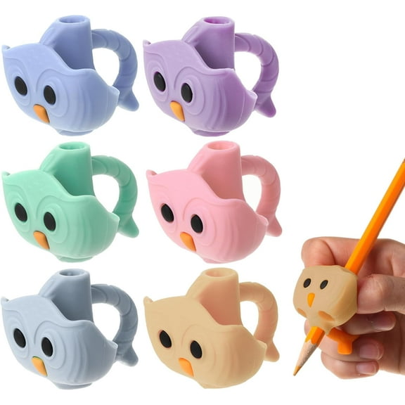 Mr. Pen- Owl Pencil Grips, 6 pcs, Morandi Colors Pencil Grips, Cute Pencil Grips, Pencil Grips for Kids Handwriting, Pencil Grips for Kids, Finger Grips for Pencils, Writing Aids for Kid