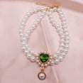 thumbnail image 6 of Pet Pearl Necklace Diamond Crystal Dog Pearl Necklace Collars with Bling Rhinestones Dog Cat Jewelry Set Wedding Collar for Puppy Pets - Green,S, 6 of 9