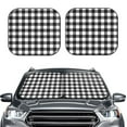 thumbnail image 2 of Haiem Black White Plaid Car Windshield Sun Shade (2 Pieces) Foldable Windshield Sun Shade Car Accessories for Truck SUV Pickup-Large, 2 of 7
