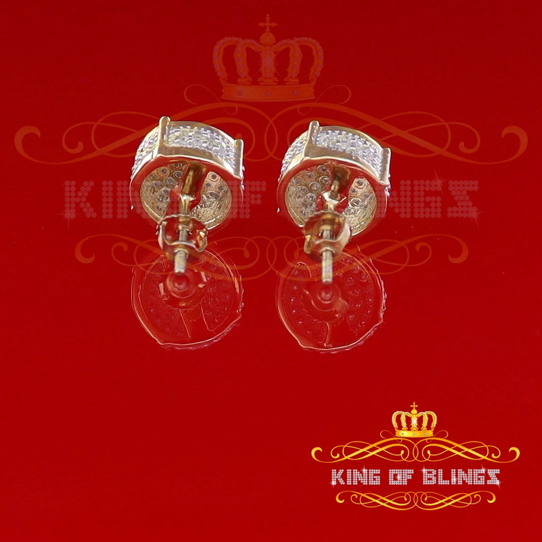 King of Bling's 925 Sterling Silver Yellow Hip Hop 0.40ct Diamond Men's/ Women's Stud Earrings