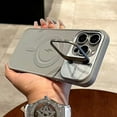 thumbnail image 2 of Fashion Magnetic Wireless Charging Phone Case For iPhone 15 14 13 12 11 Pro Max Plus Magsafe Lens Flip Bracket Protection Cover Green For 14 Pro, 2 of 6
