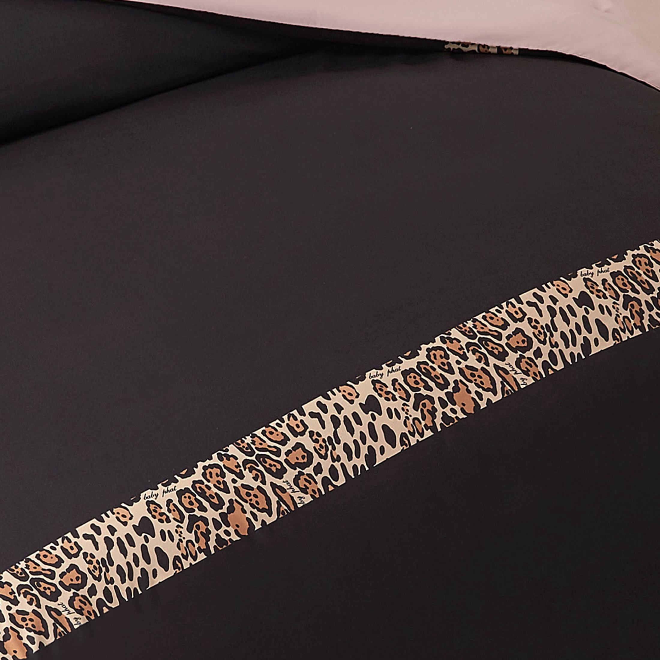 Baby Phat Leopard Hotel Border 4-Piece Comforter Set, Black, King