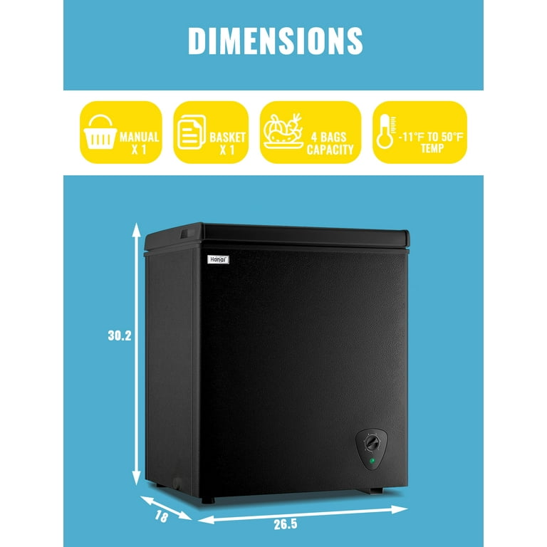 5.0 Cubic Feet Small Deep Freezers with Removable Storage Basket Compact  Chest Freezer Black