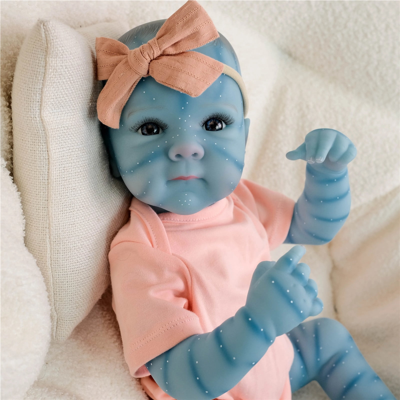 19Inch Lifelike Reborn Baby Dolls Full Body Collectible Art Doll Soft Vinyl Waterproof Bath Toy Hand-Painted Girl Realistic Newborn Baby Doll