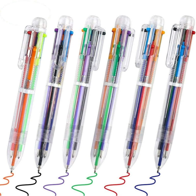 6pcs Multicolor Pens In One 6 Color Transparent Barrel Retractable  Ballpoint Pens For School Classroom Prizes