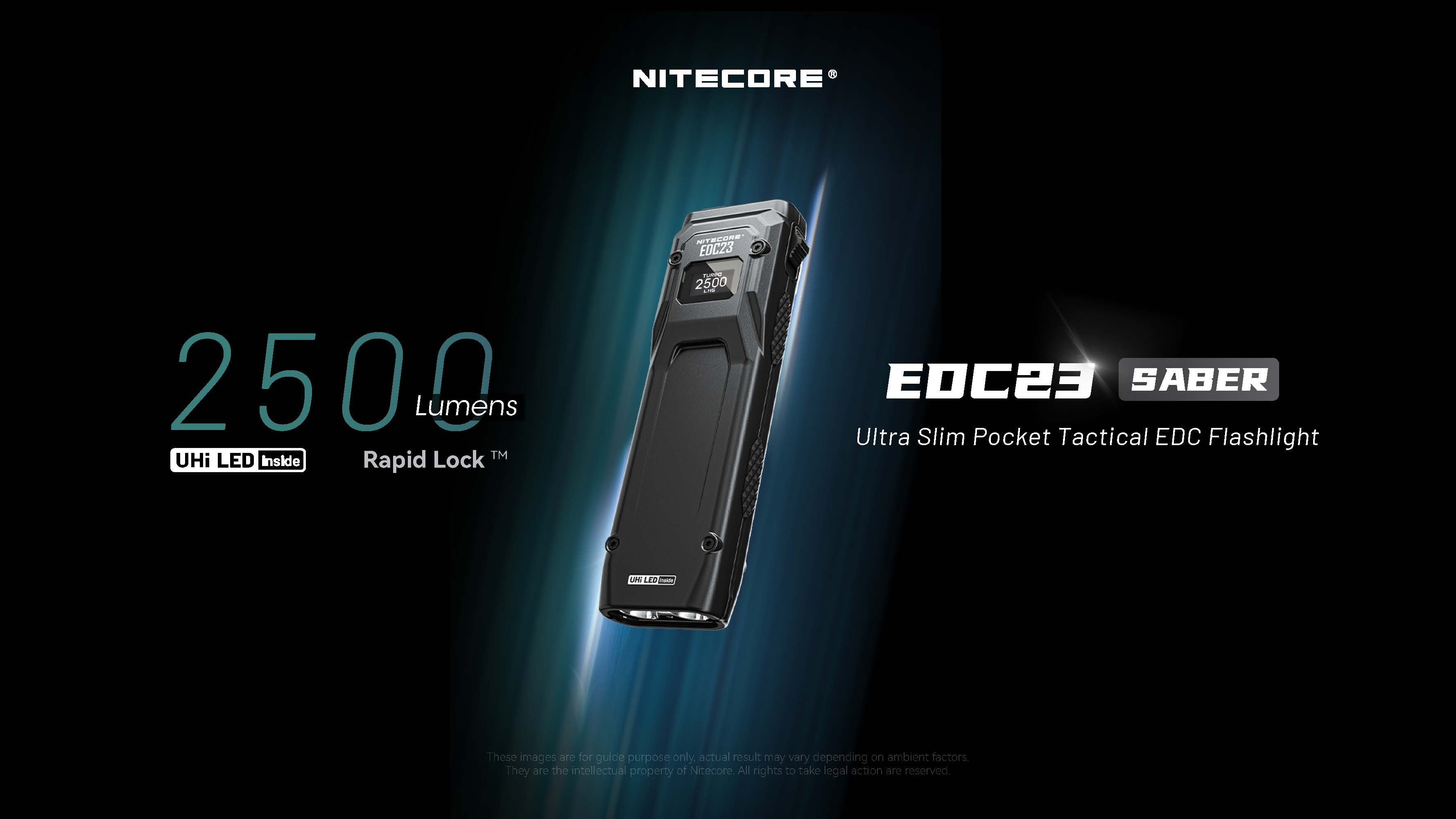 Nitecore EDC23 2500 Lumen USB-C Rechargeable Ultra-Slim EDC Flashlight + Nitecore Sticker