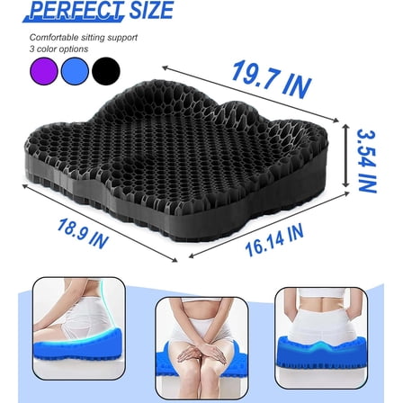 Thicken 19.7in Seat Cushion, Gel Seat Cushion for Long Sitting–Office Chair, Wheelchair, Car Cushion, Large Cooling Pad for Back Pain, Sciatica, Tailbone Pain Relief