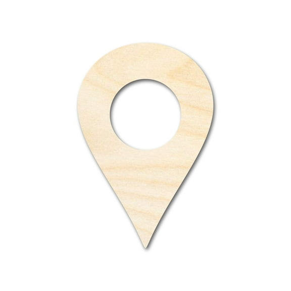Unfinished Wood Map Pin Shape 6" / 1/4"