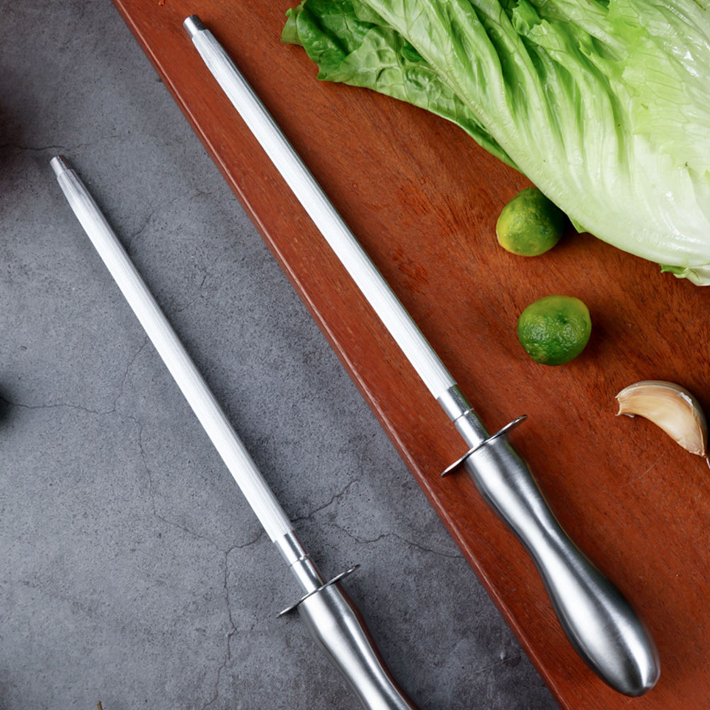2pcs Steel Cutter Sharpening Rod Kitchen Knives Sharpener Practical Cutter Honing Rod