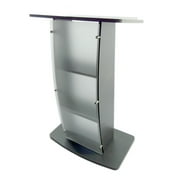 FixtureDisplays® 44.3" Tall Podium for Floor, Curved Frosted Front Acrylic Panel - Dark Grey 19658-GREY