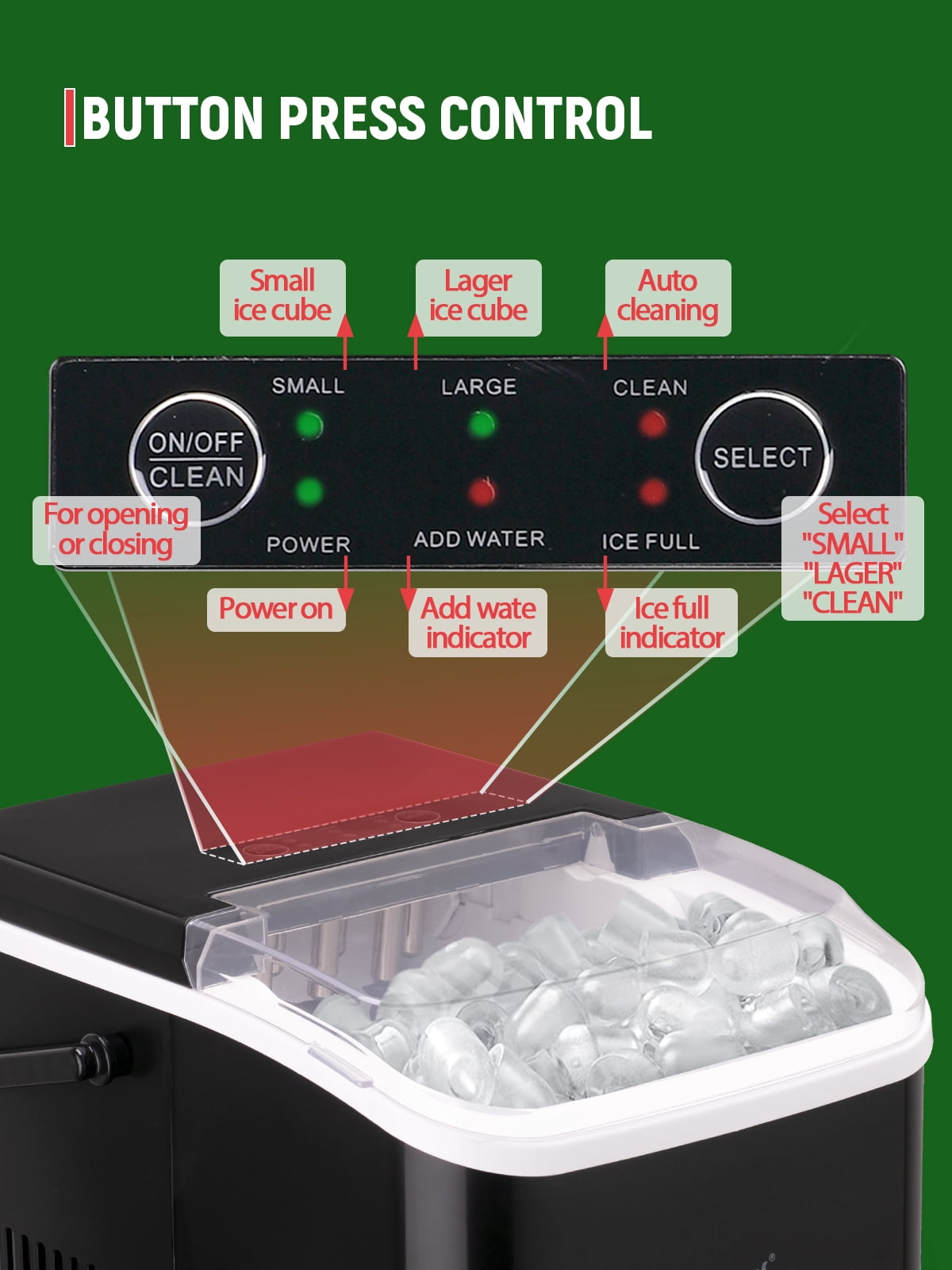Tacool Portable Ice Makers Machine Countertop 26.5lbs in 24 Hours, 9 Cubes Ready in 8 Mins, Black, New