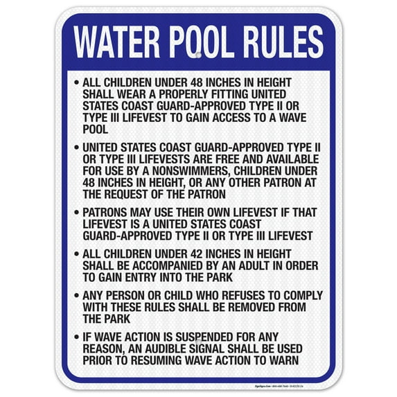 Ohio Water Pool Rules Sign, Complies With State Of Ohio Pool Safety Code, 18x24 Reflective Aluminum EGP
