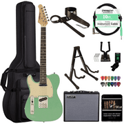 Sawtooth ET Series Left Handed Electric Guitar Kit with Sawtooth Amp and ChromaCast Accessories, Surf Green with Aged White Pickguard
