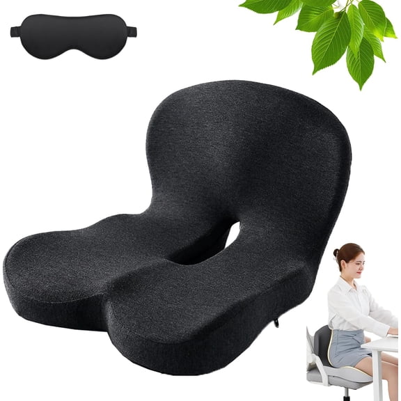 Ergonomic Memory Foam Seat Cushion with Lumbar Support, L-Shaped Office Chair Cushion for Tailbone and Lower Back Pain Relief, Car or Office