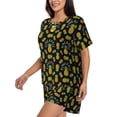 thumbnail image 2 of Kdxio Pineapple Print Pajamas Sets for Women Short-Sleeved Pjs with Lounge Shorts Two Piece Sleepwear S-4XL, 2 of 8