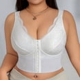 thumbnail image 2 of Women's V Neck Front Closure Corset, Lace Longline Bra, Plus Size Bras, Shapewear For Women, Top Bras With Support And Push Up, Shapewear Tank Tops White XL, 2 of 5