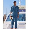 thumbnail image 2 of COOFANDY Linen Sets For Men 2 Piece Button Down Henley Shirt and Casual Beach Drawstring Waist Pants Summer Fall Outfits, 2 of 11