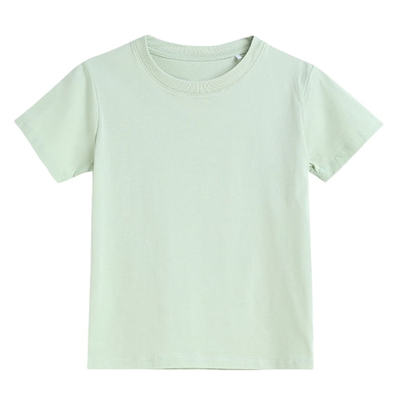 CPNG Boys Girls Daily Casual T Shirt Comfortable Stylish Solid Color Summer Crewneck Short Sleeves T Shirt(Light Green,3-4 Years)