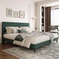 thumbnail image 3 of Ataucjin Twin/Full/Queen/King Size Platform Bed Frame, Modern Twin Bed Frame with Upholstered Headboard and Strong Metal Slats Support, No Boxing Spring Needed, Easy Assembly, 3 of 7