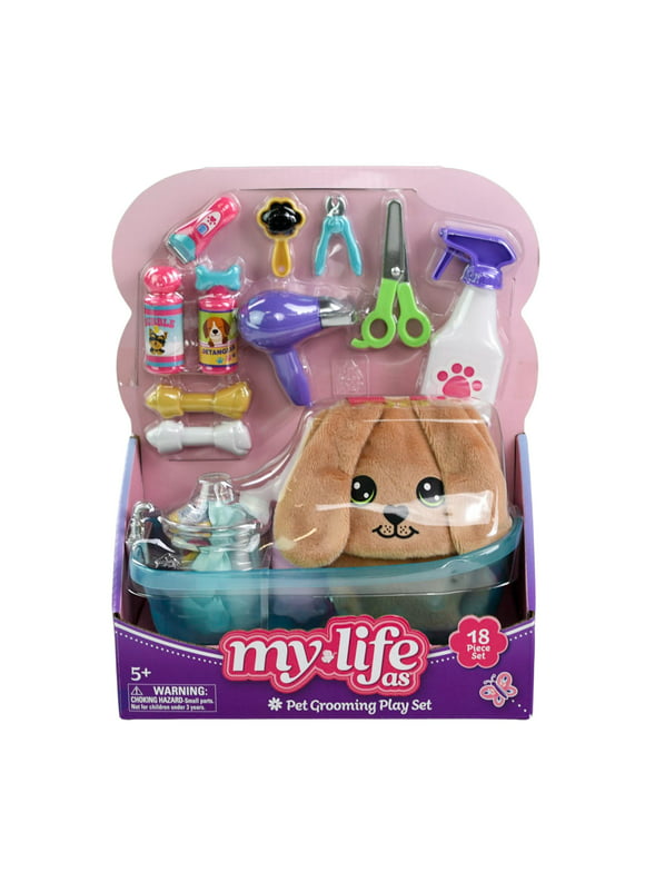 My Life As Pet Grooming Play Set for 18-inch Dolls, 18 Pieces Included