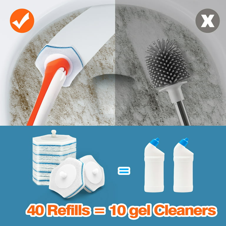 JEHONN Disposable Toilet Brush Holder Set Wall Mounted with 40 Refills  (Orange) 