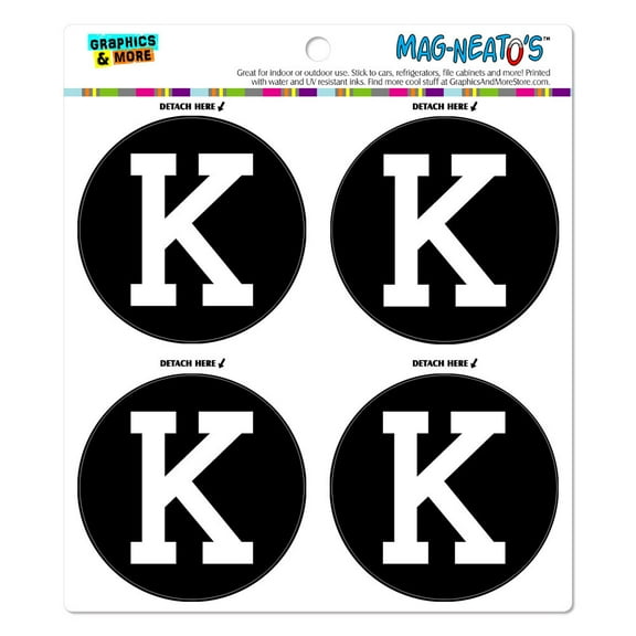 Letter K Initial Black White MAG-NEATO'S(TM) Car/Refrigerator Magnet Set