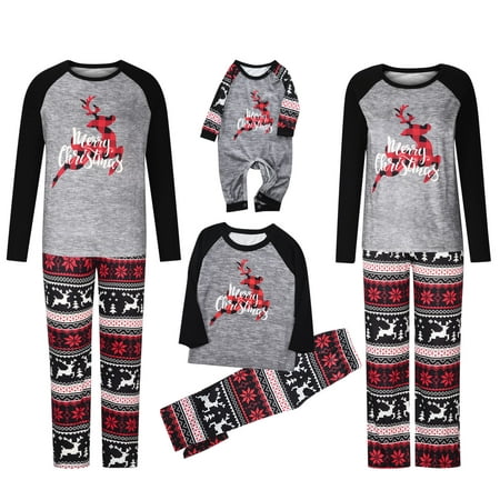 

YYDGH Christmas Family Matching Pajamas Set Xmas Reindeer Elk Print Pjs Suit Long Sleeve T Shirt Loose Pants Sleepwear Outfits