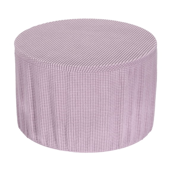 Uxcell Round Footstool Slipcover, Stretch Foot Stool Protector Covers Furniture Protector Cover with Elastic Bottom for Footstool Living Room Bedroom(Large, Light Purple)