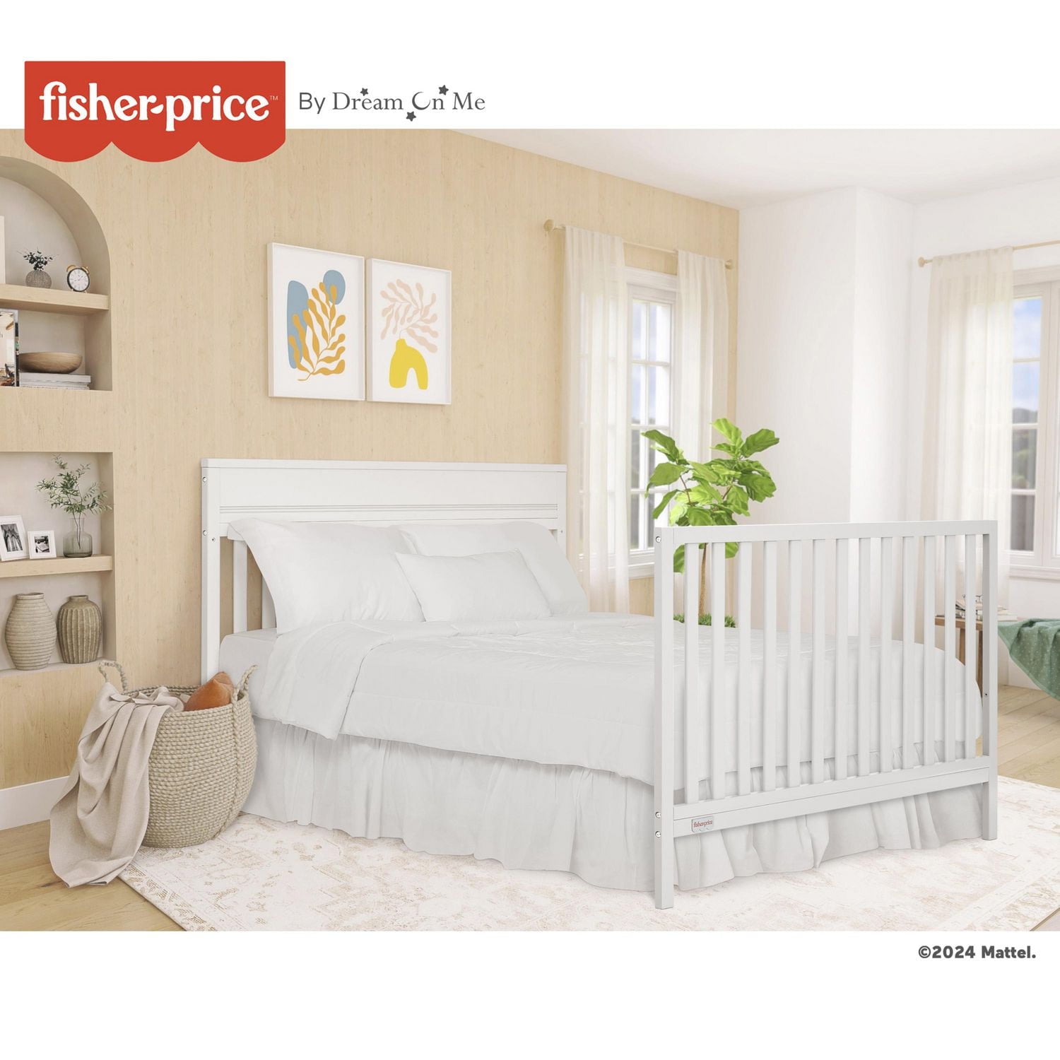 Fisher-Price Miles 5-in-1 Convertible Crib by Dream On Me, 3 height setting