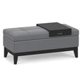 thumbnail image 2 of Oregon 42"W Rectangle Storage Ottoman Bench with Tray in Stone Gray Faux Leather, 2 of 14