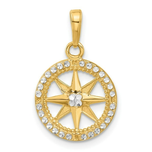 Auriga 14k Yellow Gold and White Rhodium D/C Compass Pendant for Women