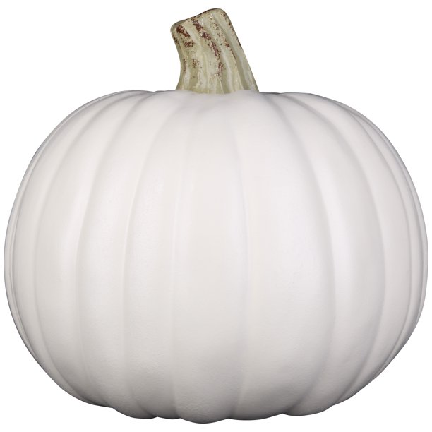 Way To Celebrate 9" Pumpkin Craft Harvest Cream with Natural Stem