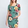 thumbnail image 2 of Taqqpue Robe de Maternité pour Femmes à Manches Courtes, Col Rond, Moulante, Invitée de Mariage, Grossesse, Imprimée, Ajustée, Extensible, Vêtements de Maternité, Été, Bohème, Séance Photo de Baby Shower, 2 of 6