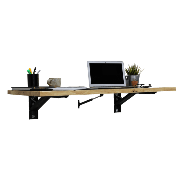 SafeRacks 20"x48" WallMounted Folding Workbench, Solid Hardwood