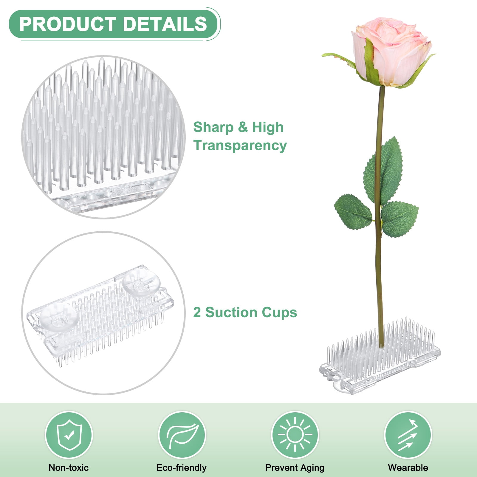 Uxcell 6 Pcs Flower Frog 2.76" x 1.18" Rectangular Plastic Flower Pins Floral Frog